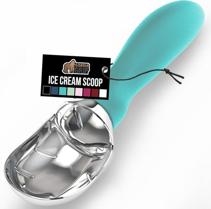 GORILLA GRIP® Heavy Duty Ice Cream Scoop, BPA-Free, Dishwasher Safe, Comfortable Zinc Alloy Handle, Professional Scooper for Hard Gelato, Sorbet, Cookie Dough, Melon, Round Cones, Kitchen Tool, Blue