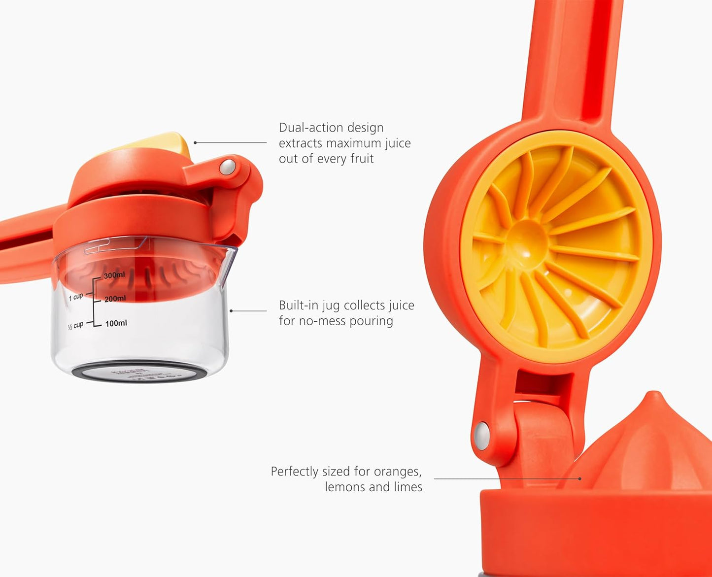 Joseph Joseph 20171 JuiceMax Dual-action Citrus Press, Yellow