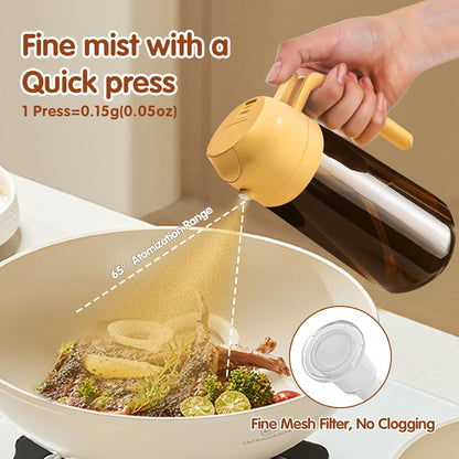 YARRAMATE 2Pcs 16oz/470ml Dark Brown Oil Sprayer for Cooking with Stickers, Food-grade Premium 2 in 1 Olive Oil Dispenser Bottle for Kitchen Gadgets, Air Fryer, Salad, Frying, BBQ (Black&OliveGreen)