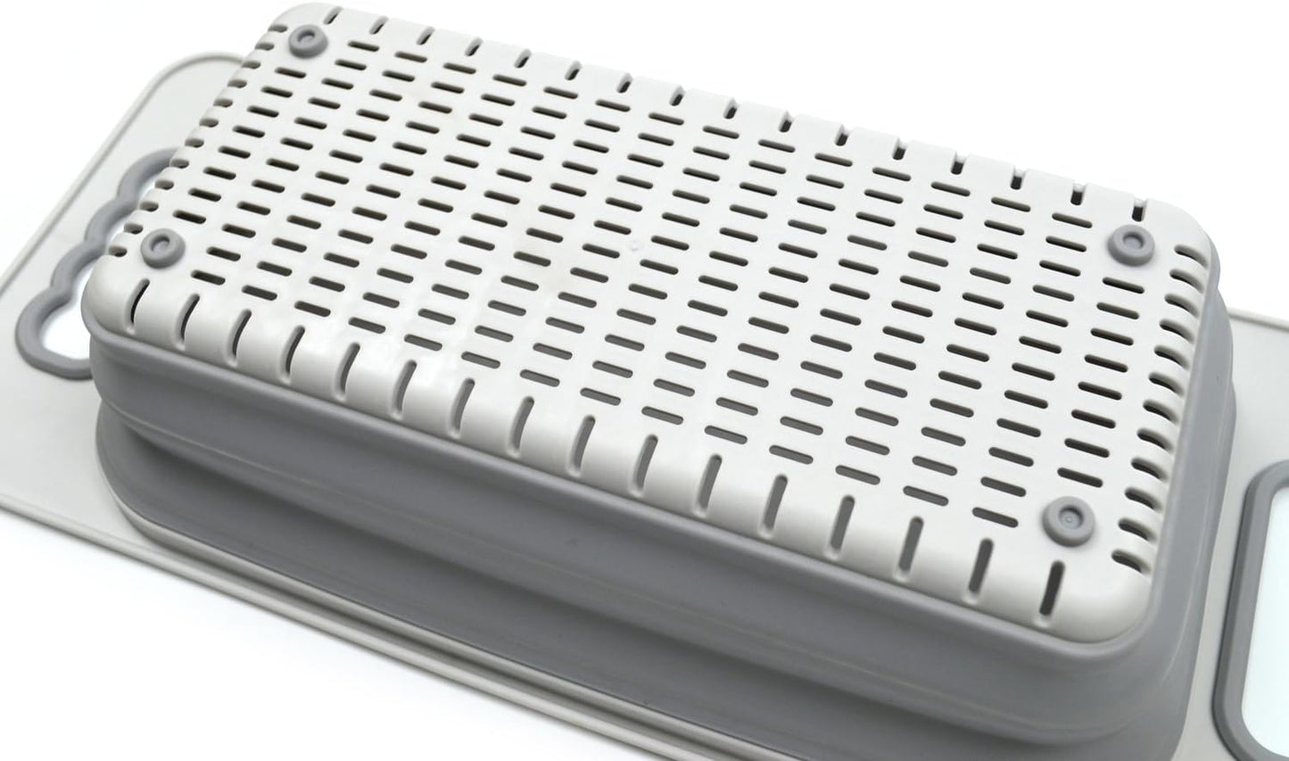 SAMMART 2.6L (0.68 gallon) Set of 2 Over The Sink Rectangular Colander (2, Grey)