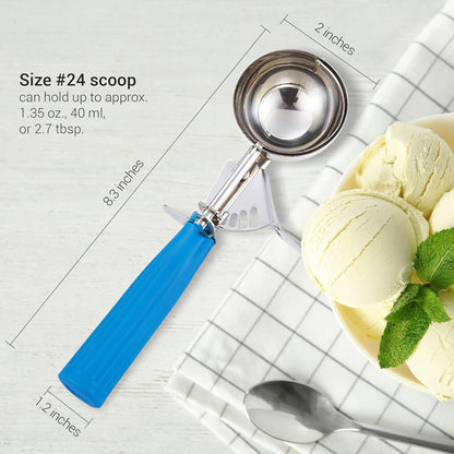 Meadow Lane Trigger Scoop - #24 Size (2-in Diameter) 2.7 Tbsp Capacity, Stainless Steel, Portion Control, Ice-cream & Cookie Dough Scoop, Black