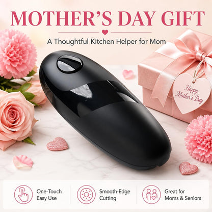 Electric Can Opener for Seniors - One Touch Automatic Kitchen Gadget, Smooth Edge Design for Safety & Arthritis-Friendly Use, Works with All Can Sizes