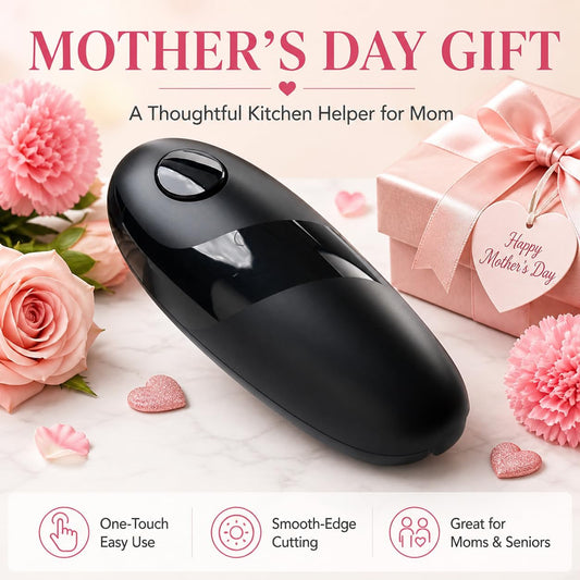 Electric Can Opener for Seniors - One Touch Automatic Kitchen Gadget, Smooth Edge Design for Safety & Arthritis-Friendly Use, Works with All Can Sizes