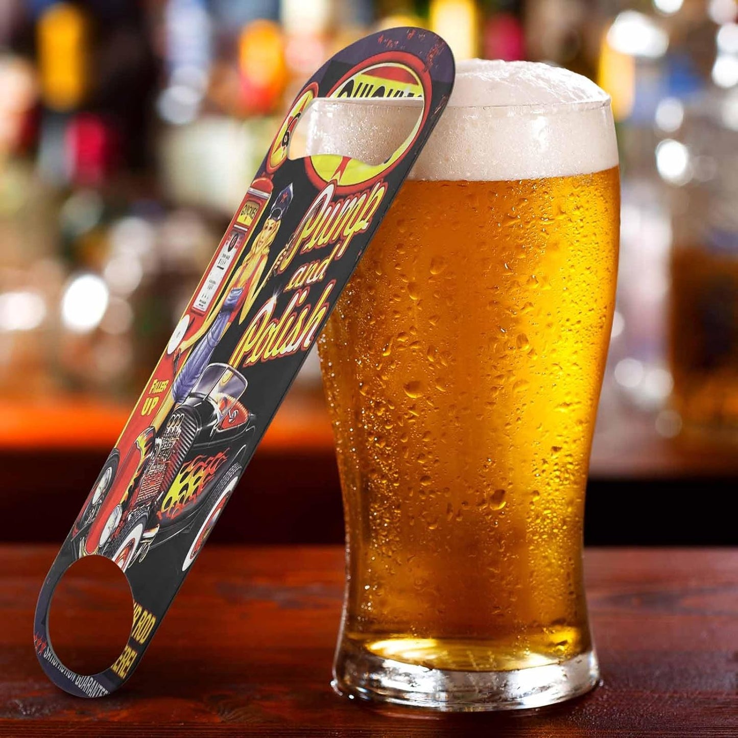 Black White Checkered Stainless Steel Bottle Opener Cool Car Racing Sports Plaid Pattern Geometric Design Flat Beer Bottle Opener Keychain for Home Kitchen Bar Restaurant Party Birthday Gift