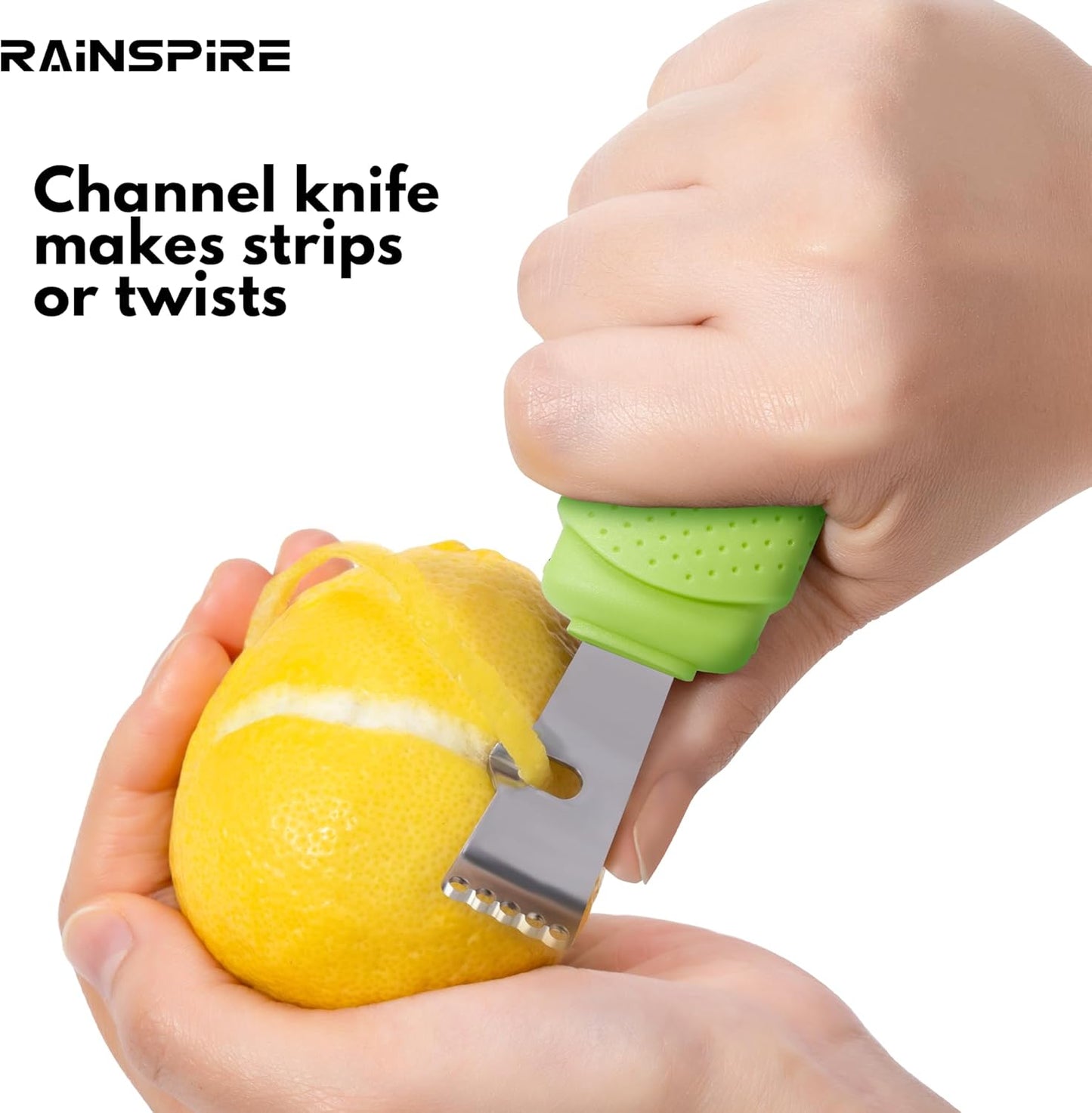 Rainspire Lemon Zester Tool with Channel Knife, Stainless Steel Citrus Zester Tool, Lemon Peeler, Zesters for Kitchen, Ultra Sharp 2-in-1 Tool Easily Creates Citrus Zest (Black)
