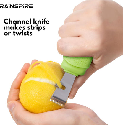 Rainspire Lemon Zester Tool with Channel Knife, Stainless Steel Citrus Zester Tool, Lemon Peeler, Zesters for Kitchen, Ultra Sharp 2-in-1 Tool Easily Creates Citrus Zest (Black)