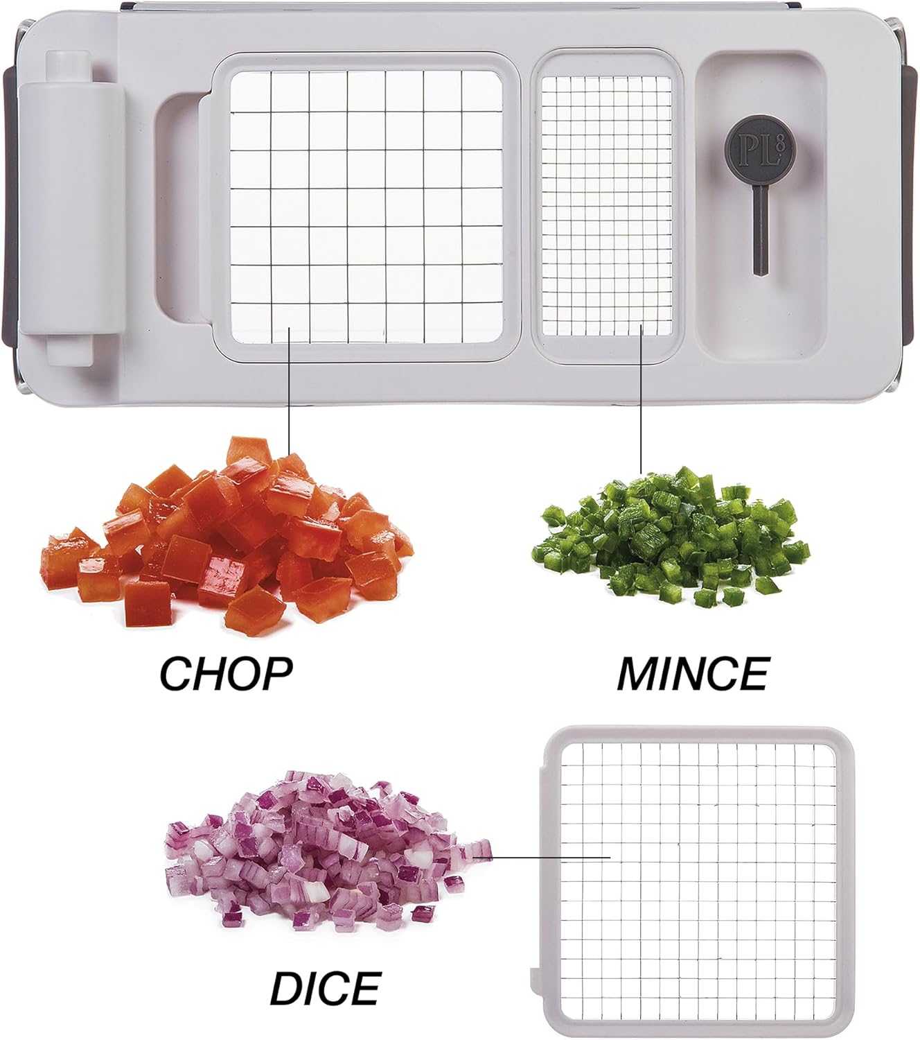 PL8 Professional Chopper, Black - Multi-Functional Vegetable Chopper, Dicer, and Mincer with Sturdy Stainless Steel Frame, Perfect for Onions, Tomatoes, and More