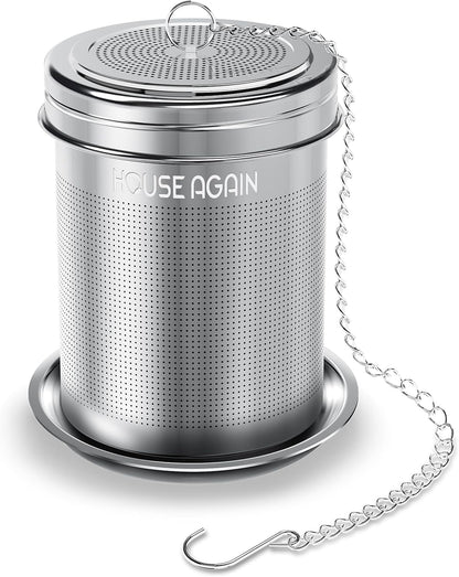 House Again Large Tea Infuser, Extra Fine Mesh Tea Strainers for Loose Tea, 18/8 Stainless Steel Tea Strainer with Extended Chain Hook, Tea Steeper for Brew Tea, Spices & Seasonings, for Multi Cups
