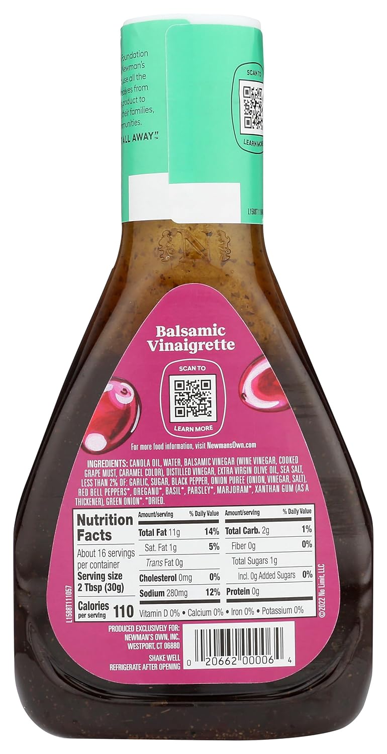 Newman's Own Balsamic Vinaigrette Salad Dressing, 16-oz.