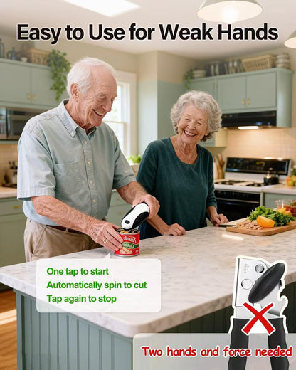 Rechargeable Electric Can Opener for Seniors and Arthritis Hands, Automatic Can Opener Smooth Edge, Abrelatas Eléctrico, Works for Different Shapes and Sizes of Cans
