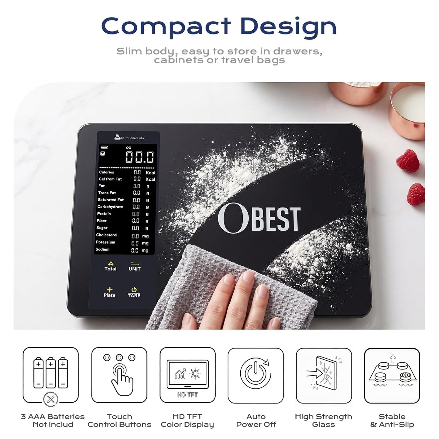 Smart Food Scale with Nutritional Calculator, Free APP with 30 Nutrients Tracking, Calorie, Macro, Works with App for Daily Reports, Digital Kitchen Scale for Meal Prep Weight Loss Coffee Making, 22lb