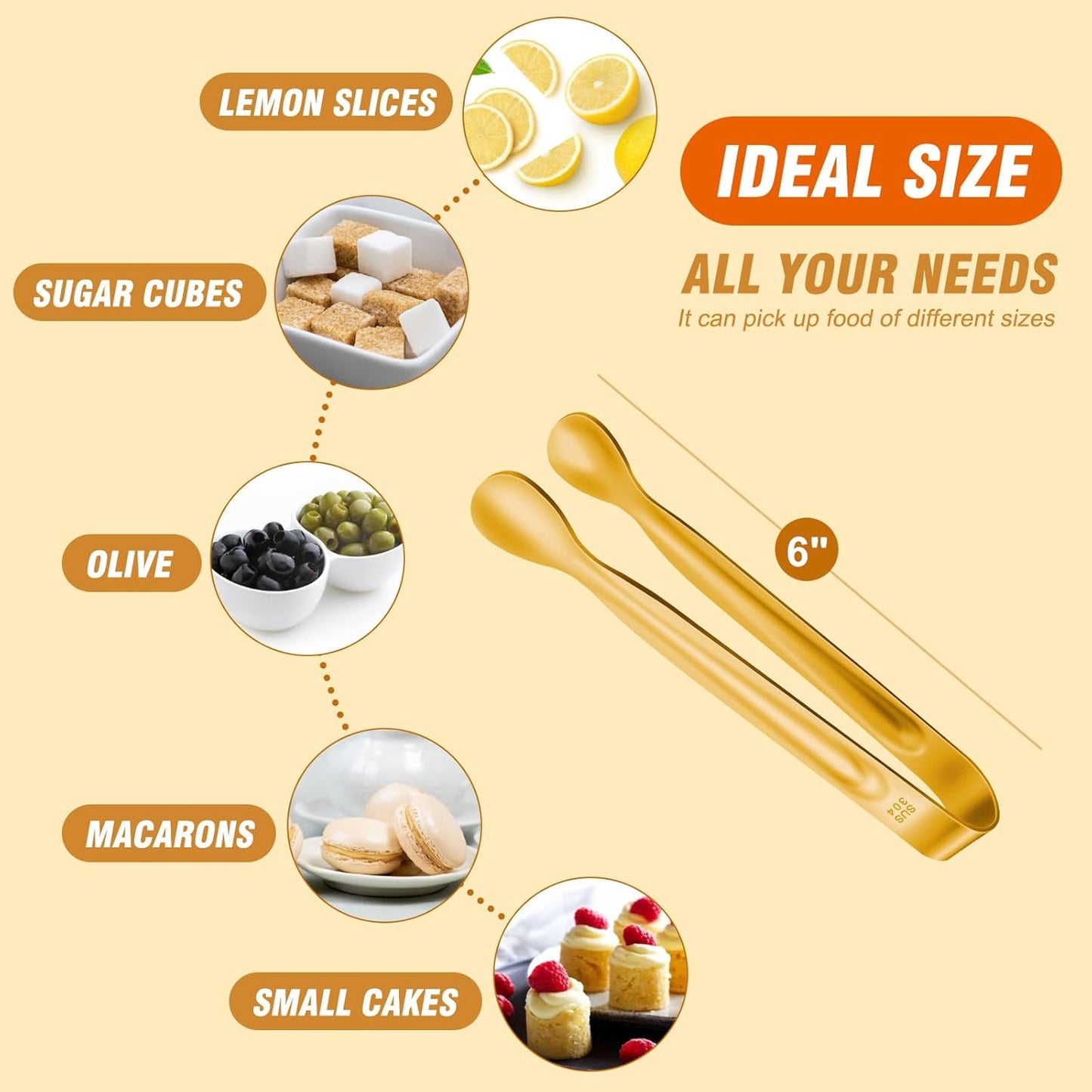 Tongs For Cooking - Heat Resistant 600 Degrees Stainless Steel Kitchen Tong,Heavy Duty Metal Locking Tongs - Perfect for Food,Salad and BBQ set of 3 (7",9" and 12") Dishwasher
