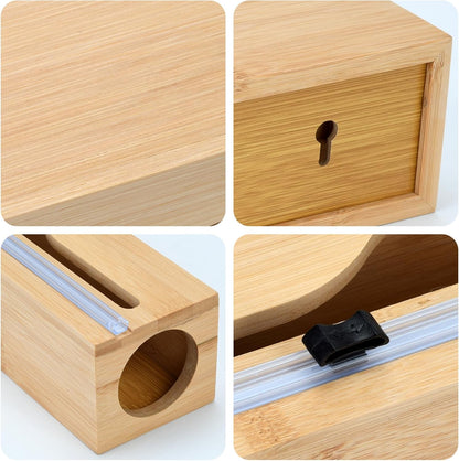 Plastic Wrap Dispenser with Cutter,Cling Wrap with Slide Cutter for Kitchen Storage Organization Holder for 12" Roll