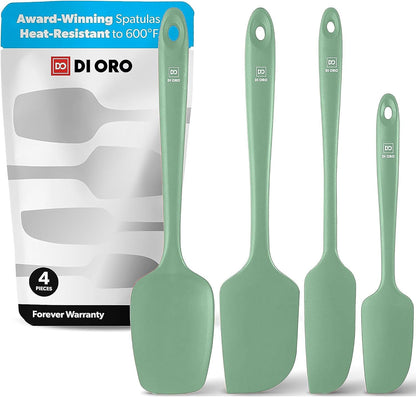 DI ORO Silicone Spatula Set - Rubber Kitchen Spatulas for Baking, Cooking, & Mixing - 600°F Heat-Resistant & BPA Free Silicone Scraper Spatulas for Nonstick Cookware - Dishwasher Safe (4pc, Black)