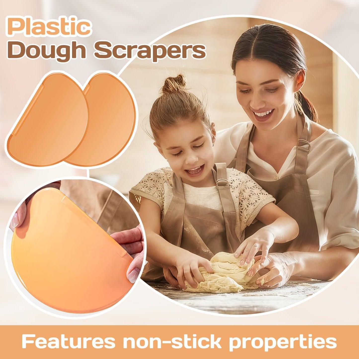 2PCS Bowl Dough Scraper,Flexible Bowl Scraper,Curved Edge Bread Dough Scraper Bowl Spatula,Spatula Multipurpose Baking Food Scraper,Pastry Cutter Tool