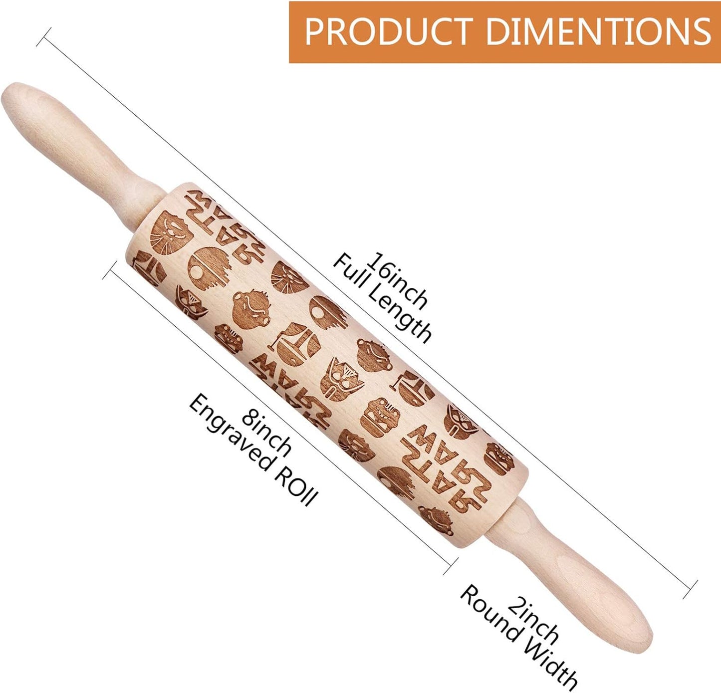 Embossed Wooden Rolling Pins,Evermarket Engraved Embossing Rolling Pin with Star Fighter Pattern for Baking Embossed Cookies,Cute Rolling Pin Kitchen Tool for Adults