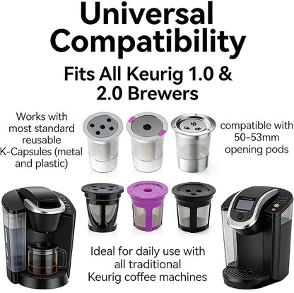 Reusable K Cup Refill Kit, 304 Stainless Steel 30ML Coffee Scoop & Aluminum Dosing Funnel, Fits Keurig 1.0 & 2.0 Reusable Metal/Plastic K-Cups Silver