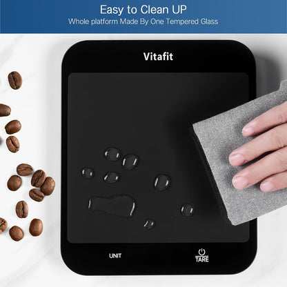 Vitafit 33lb/15kg Digital Food Scale in High Precision 0.1oz/1g, Our Own Kitchen Scale Professional Factory Since 2001, Home and Kitchen Essentials for Cooking and Baking, LED, 3*AAA Batteries, Black