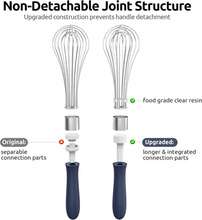 U-Taste 7" Mini Whisk for Cooking: 18/8 Stainless Steel Small Metal Kitchen Wisk, Tiny Hand Mixing Tool for Coffee, Egg, Sauce, 6-Wires Compact Head for Baking, Beating in Bowl, Mug, Jar (Set of 2)
