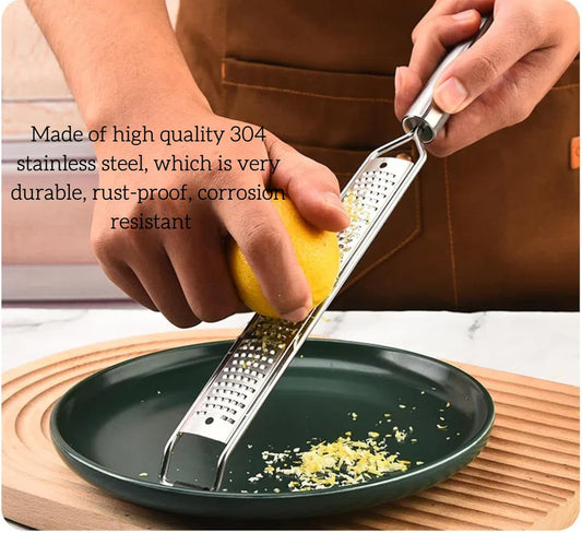 13.5 inch Lemon Zester, 304 Stainless Steel Cheese Grater, Kitchen Tool Metal Zester for Vegetable Fruits, Ginger, Garlic, Nutmeg, Chocolate, Citrus, Lime Zesters & Grater.