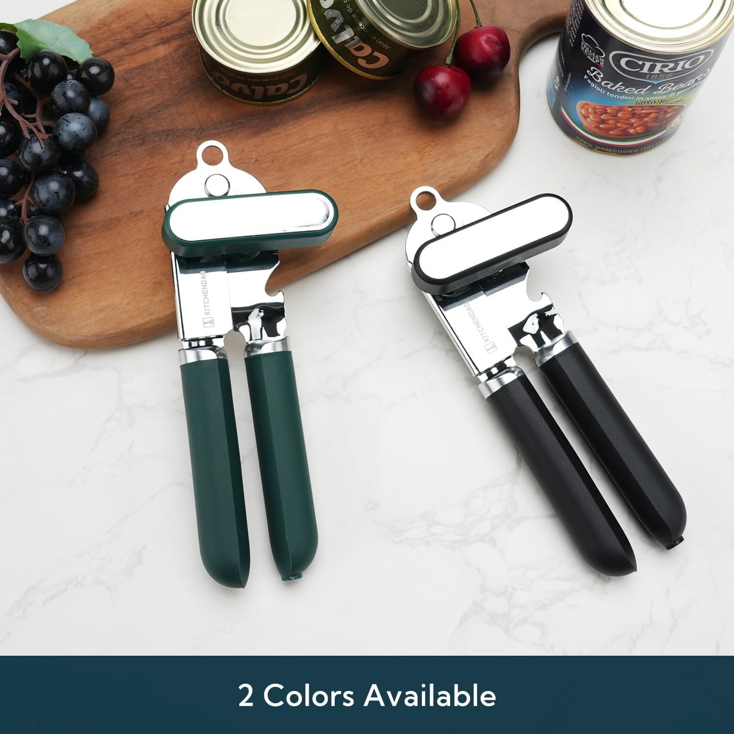 KITCHENDAO Manual Can Opener, Super Sharp Sandvik 12C27 Blade, Handheld Can Opener with Magnet, Smooth Edge Cut, Soft Grip, Oversized Knob for Seniors & Arthritis, Easy to Use, Green