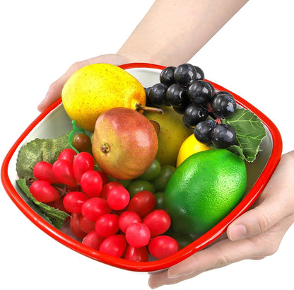 Elsjoy 2 Pack 3 Quart Large Enamel Bowl, 11 Inch Vintage Enamel Mixing Bowl, Kitchen Enamelware for Fruit, Salad, Pasta