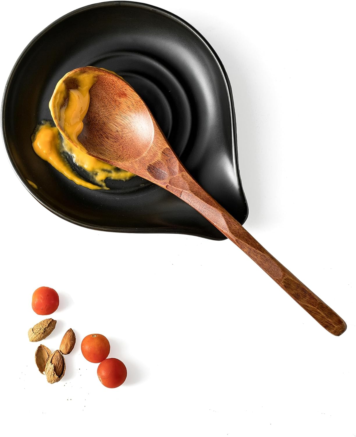 LAUCHUH Spoon Rest, Large Ceramic Spoon Holder for Kitchen Counter Spatula Rest Heat-Resistant Spoon Rest for Stove Top Cooking Utensil Holder, Farmhouse Kitchen Décor for Father's Day, Cream, 5 Inch