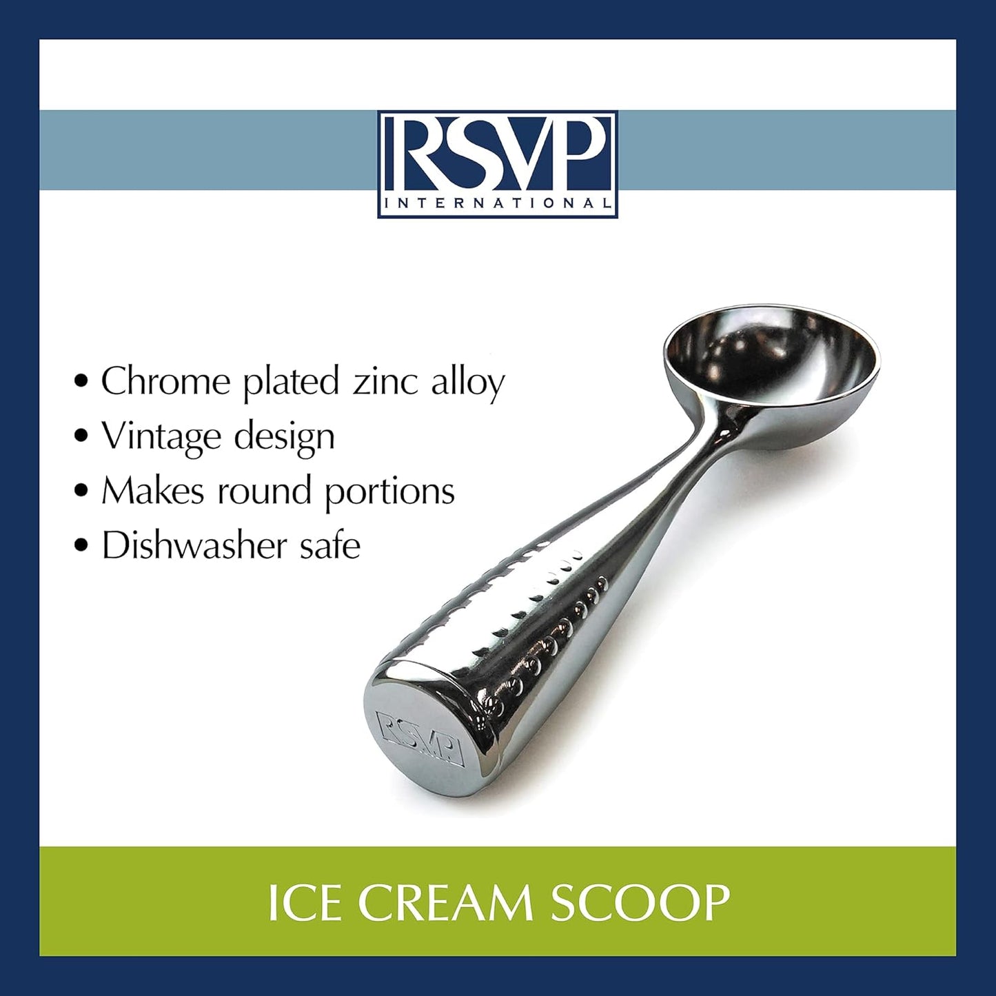 RSVP International Ice Cream Tool Collection, Dishwasher Safe, Large Handle, Scoop