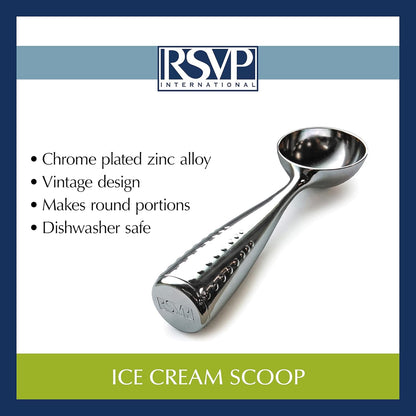 RSVP International Ice Cream Tool Collection, Dishwasher Safe, Large Handle, Scoop