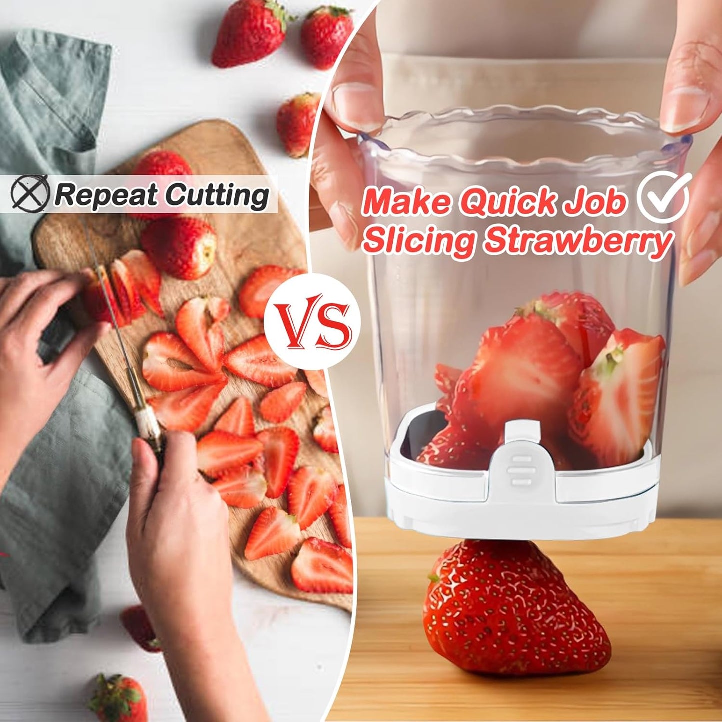 Creative Strawberry & Fruit Slicer - Detachable Cutter with Push Plate (Black)