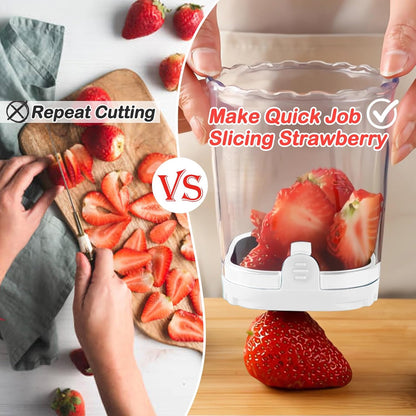 Creative Strawberry & Fruit Slicer - Detachable Cutter with Push Plate (Black)