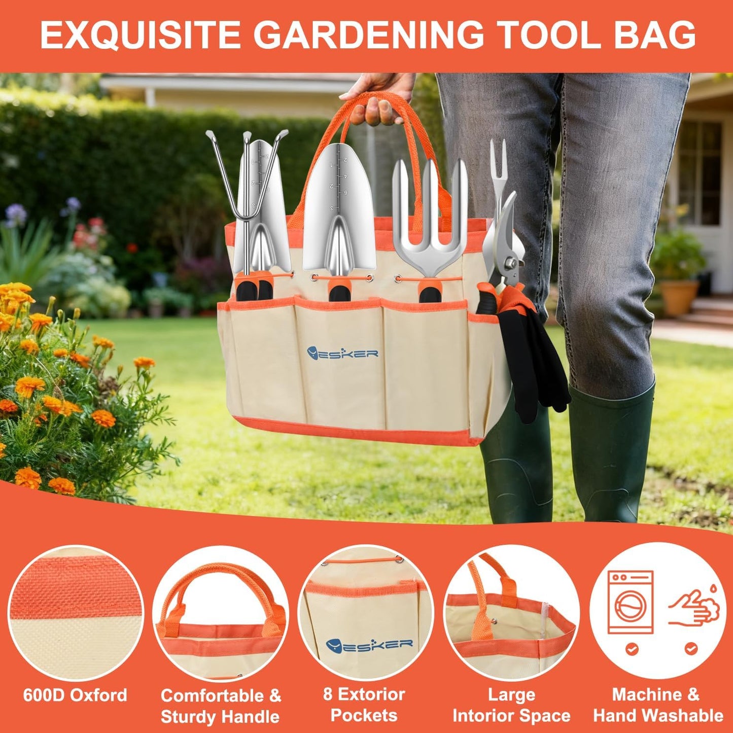 Yesker Pruning Shears Garden Shears 7.8" Professional Garden Scissors Sharp 65 Manganese Steel Blade Heavy Duty Clippers Hand Pruners for Cutting Fresh Flowers Branch Plant Trimming Gardening Tools