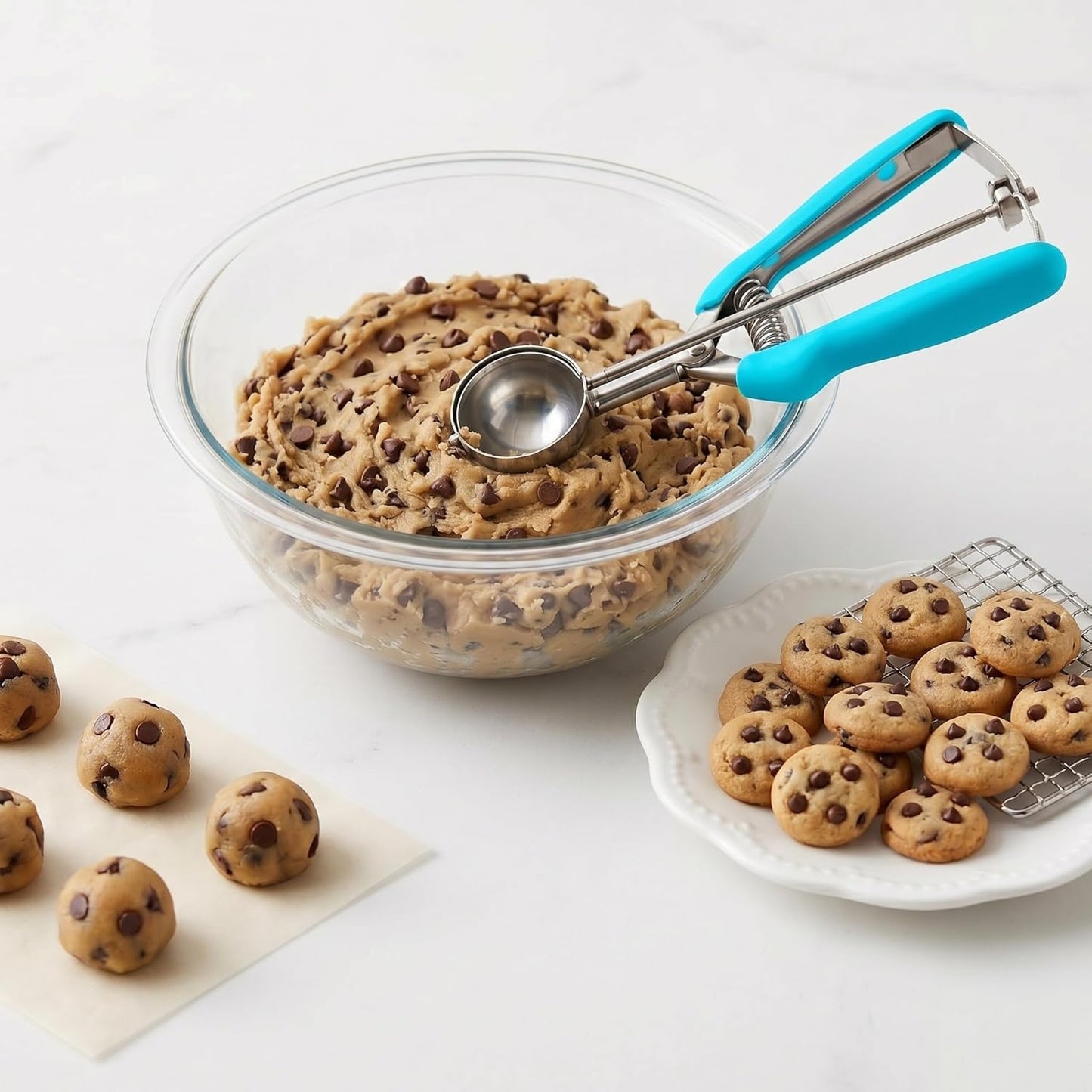 Cookie Scoop, Ice Cream Scoop, 1Tbsp/15 ml/0.5oz Cookie Scoops for Baking, 18/8 Stainless Steel Cookie Scooper for Baking, Ice Cream Scooper with Trigger Release, Cookie Dough Scoop with Non-slip Grip