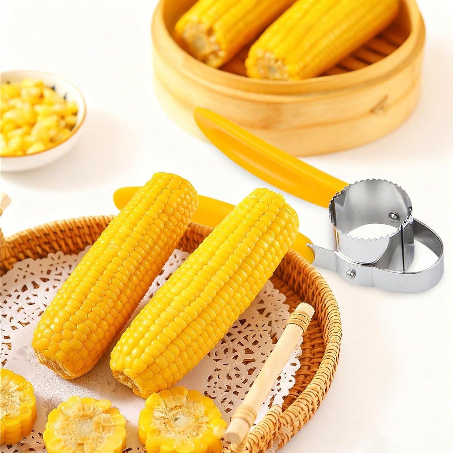 Stainless Steel Corn Peeler for Corn on the Cob,Corn on the Cob Stripper Tool with Adjustable and Non-Slip Handle