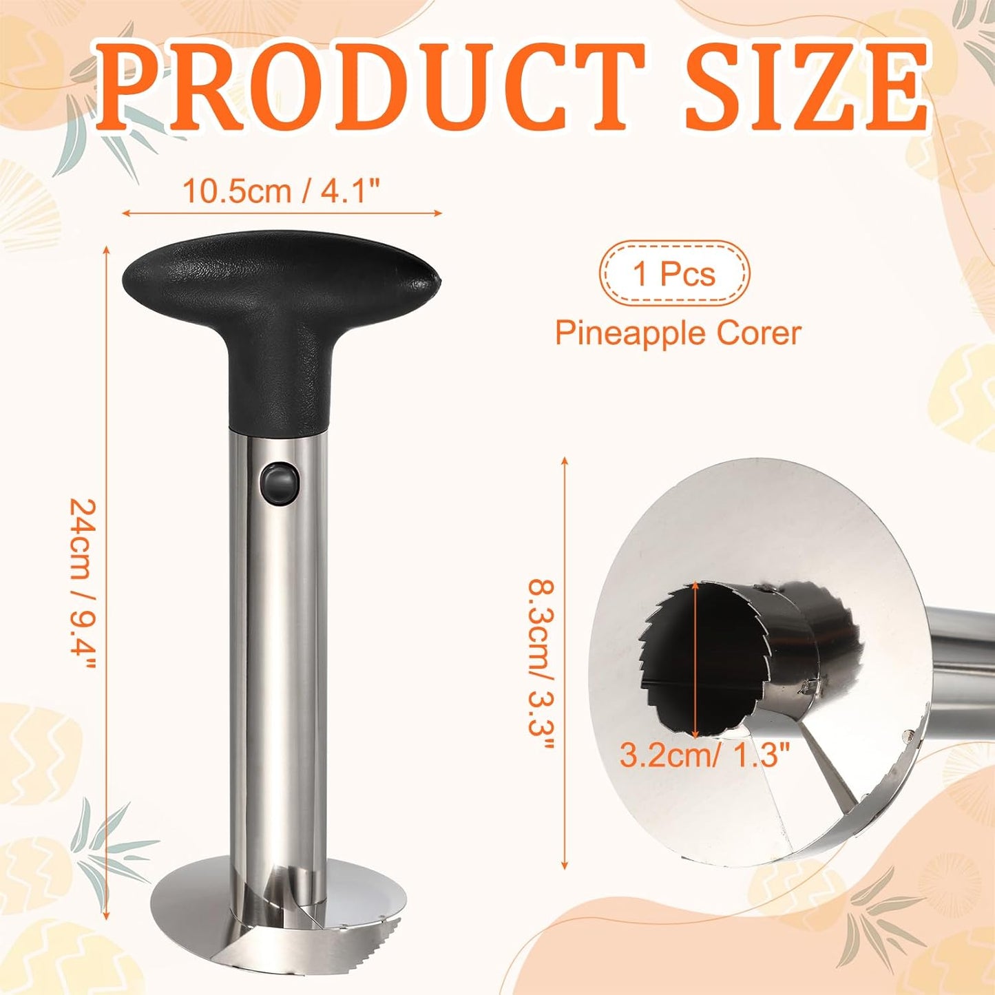 uxcell 2 Pcs Pineapple Corer, 9.4x4.1 Inch Stainless Steel Upgraded Pineapple Core Remover Eye Removal Tool, Core Fruits for Home Kitchen, Green
