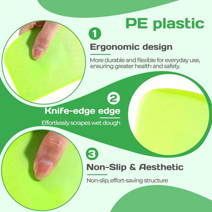 4 Pcs Dough Scraper Bench Scraper 4.65x3.66" Plastic Flexible Bowl Scraper Sharp-Edged Multi-Angle Cake Scraper Non-Slip Baking Tool Decorating Tool Shaping Tool (4Pcs Two white+ Two green)