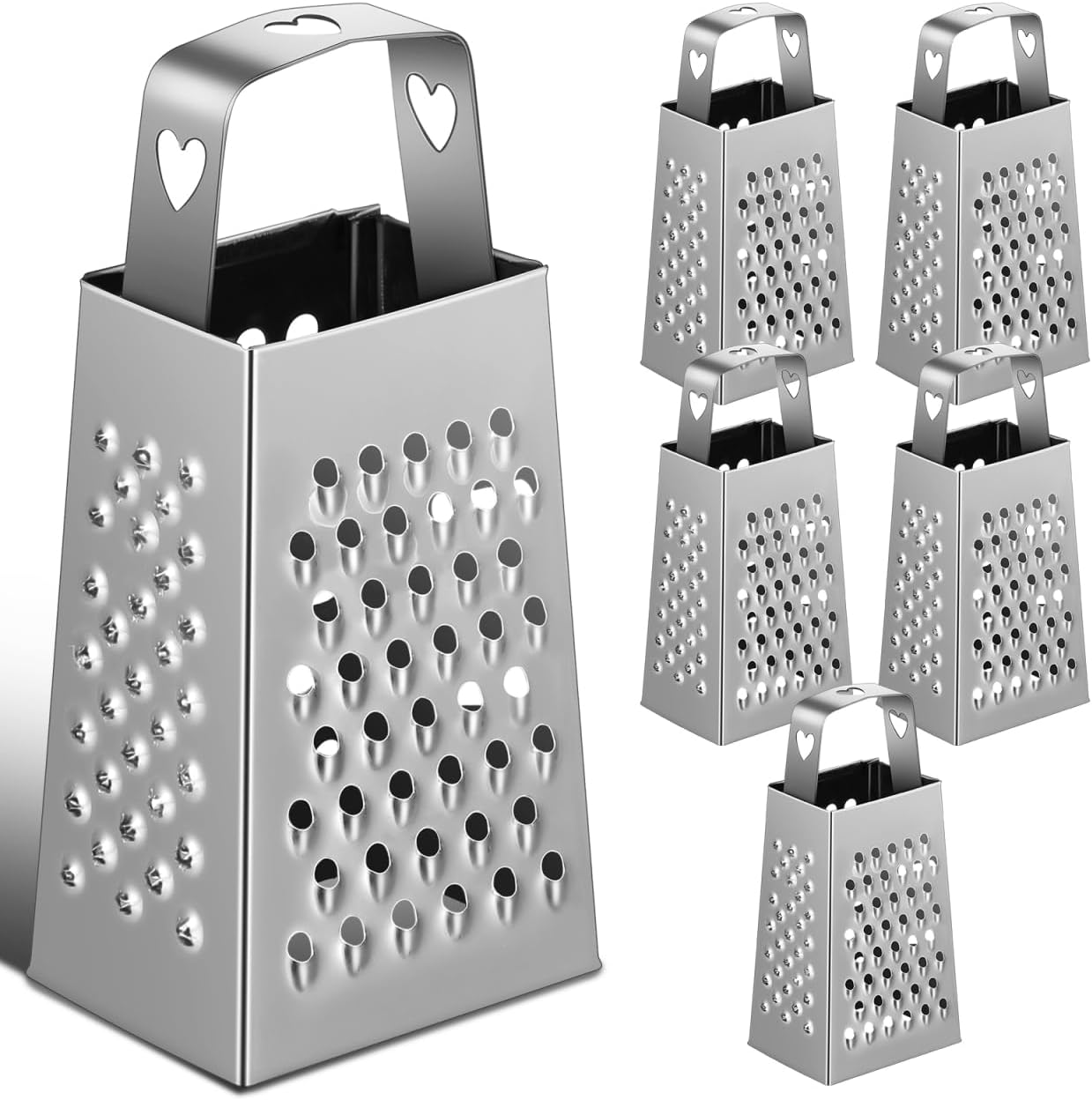 Angoily Mini Cheese Grater 6 Pack Four-Sided Stainless Steel Box Grater for Kitchen Multi-Function Vegetable Slicer and Shredder for Cheese Garlic Carrots Potatoes Compact Handheld Food Cutter