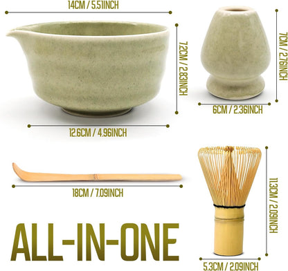 Matcha Whisk Set - 4 Pcs Matcha Tea Set Ideal for Matcha Tea Preparation - Provide an Authentic and Traditional Tea Ceremony Journey with Our Matcha Set - Matcha Kit for Flavor and Smooth Whisking