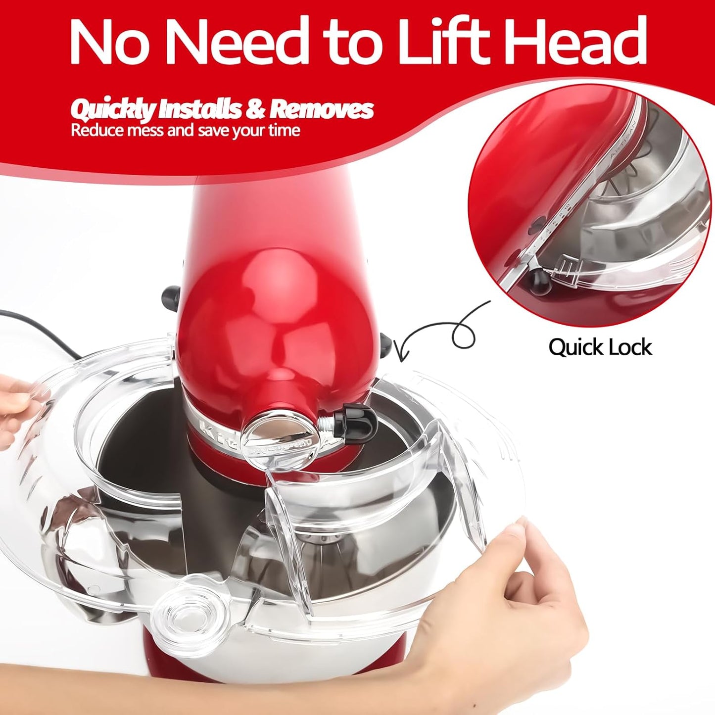Pouring Shield for KitchenAid Tilt Head 4.5-5 QT (for Stainless Steel Bowls Only), for Kitchen aid Accessories and Attachments, Fully Enclosed Foldable Lid Mixer Bowl Cover & Flour Funnel