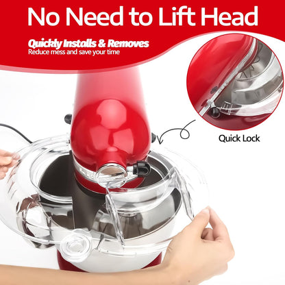 Pouring Shield for KitchenAid Tilt Head 4.5-5 QT (for Stainless Steel Bowls Only), for Kitchen aid Accessories and Attachments, Fully Enclosed Foldable Lid Mixer Bowl Cover & Flour Funnel
