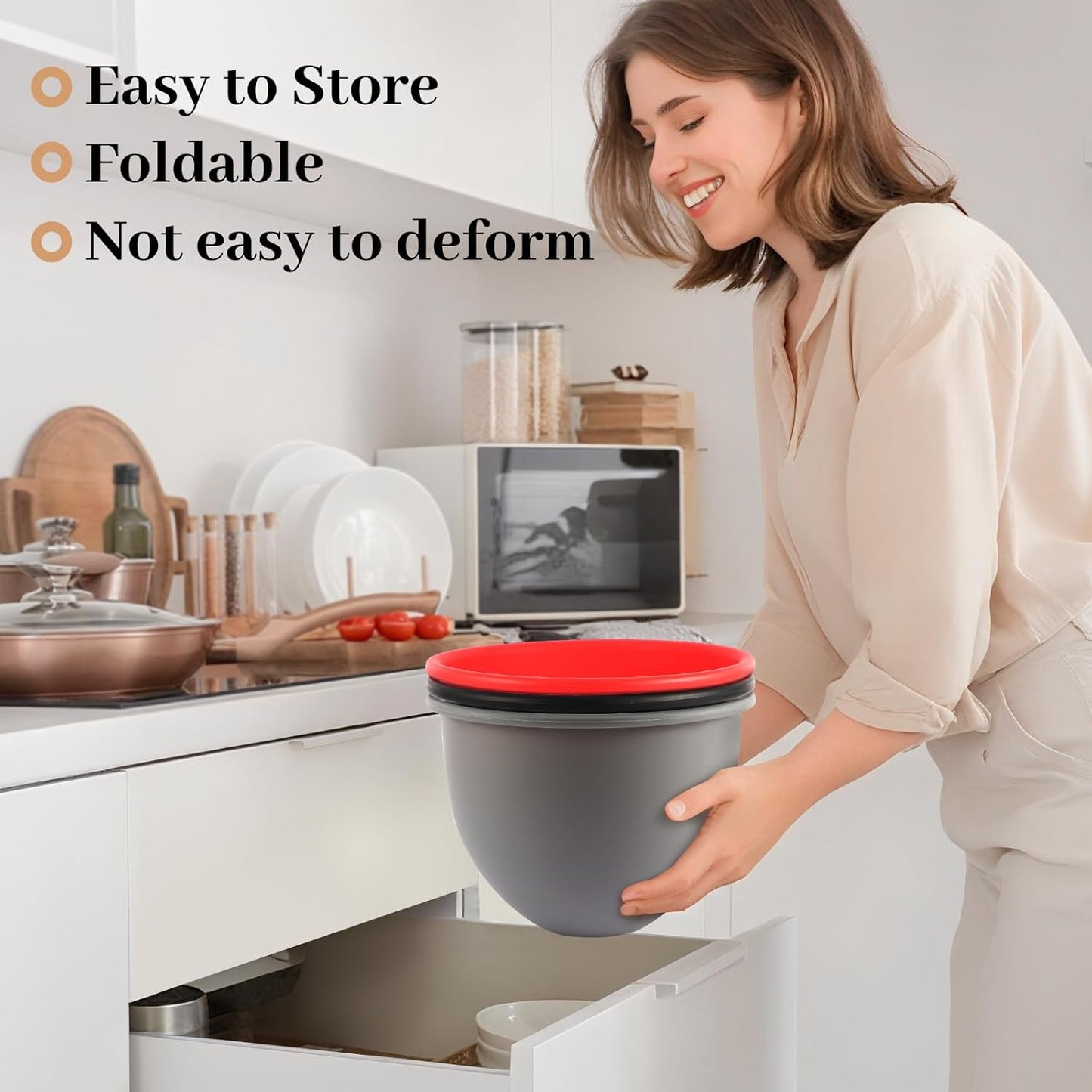5QT Glass Bowl Compatible with KitchenAid 4.5 and 5-Quart Tilt Stand Mixers,Glass Mixing Bowl with Lid, Measurement Markers and Handle