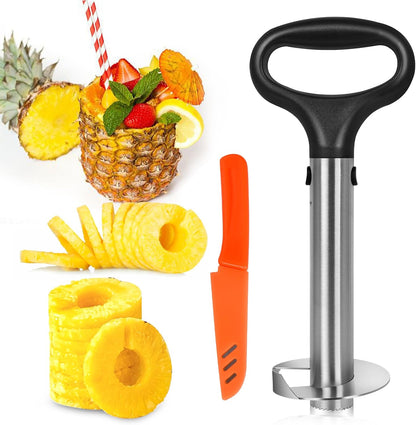 Cook Guy Pineapple Corer and Slicer Set - Includes Reinforced Stainless Steel Pineapple Cutter, Plastic Pineapple Divider - Easy Core Removal and Cutting Tool