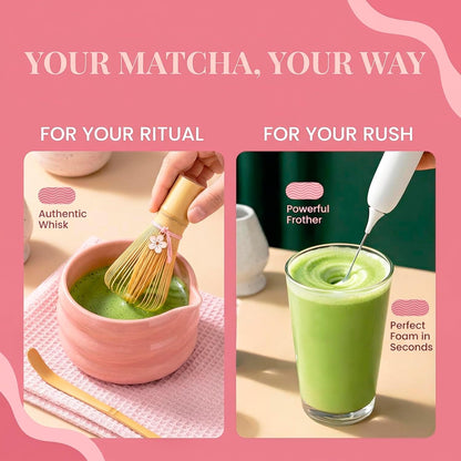 BARISTA EMPEROR® MATCHA WHISK SET PREMIUM 11pcs - Professional Matcha Kit Set with Matcha Bowl, Matcha Whisk, Milk Frother, Spoon, Sifter, Scoop, Stand, Cup, Tea Mat, Cloth - Matcha Bowl Set