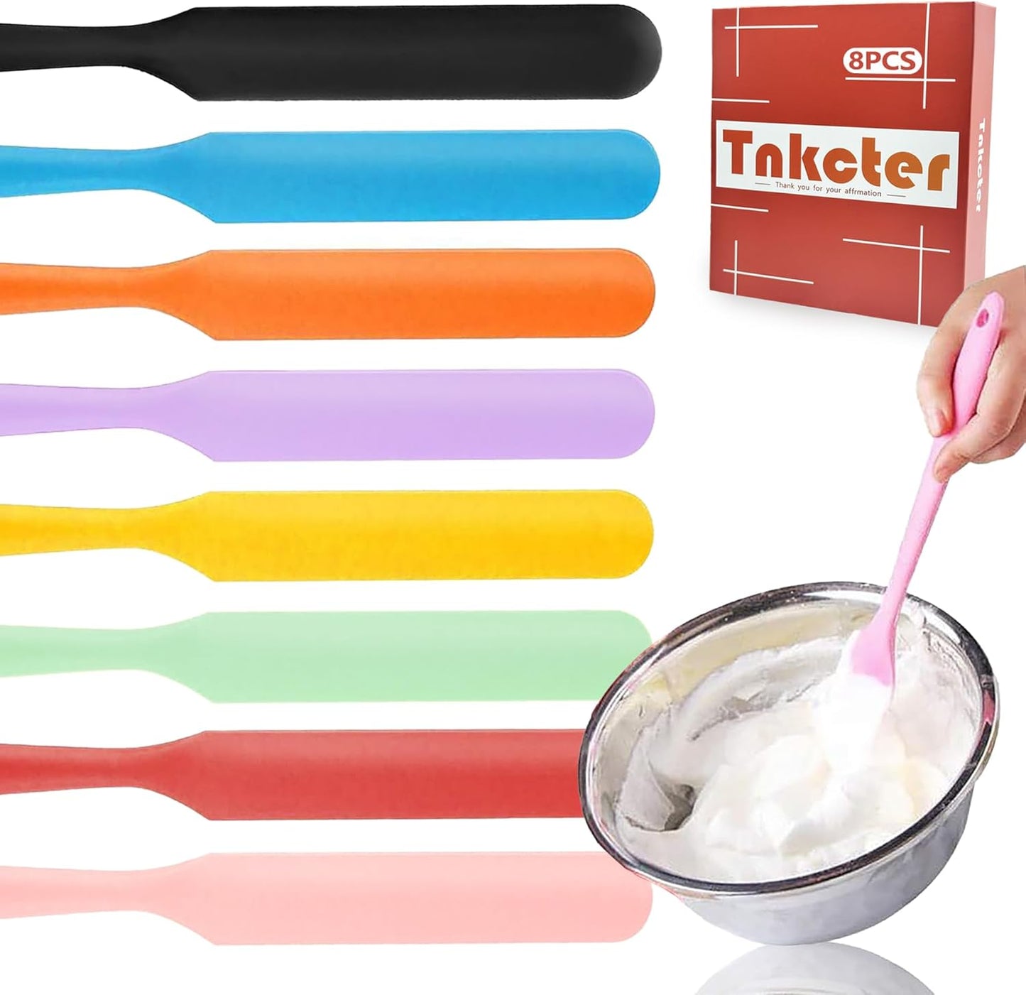 Mini Silicone Spatula Set 6 Pack – Heat-Resistant,Reusable & Non-Stick Spatulas for Baking,Cooking & Mixing – Dishwasher Safe,Multi-Color,Child-Safe Design Tnkcter