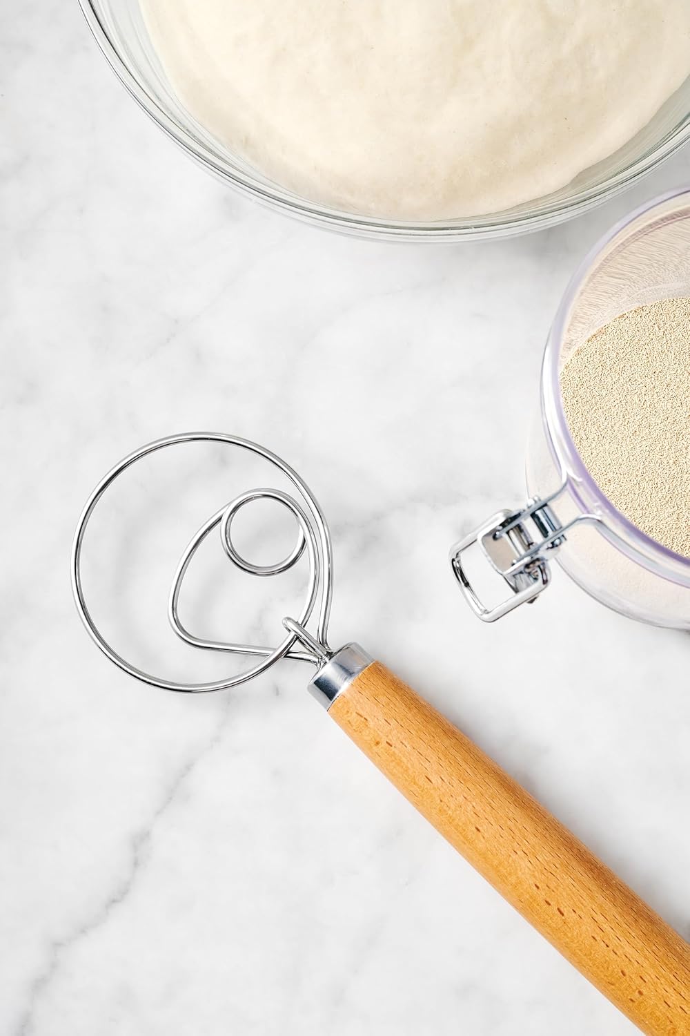 King Arthur Baking Company Baker’s Dough Whisk, Single-Loop, 18/8 Stainless Steel, For Mixing Bread, Sourdough, Pizza, And Cookie Dough