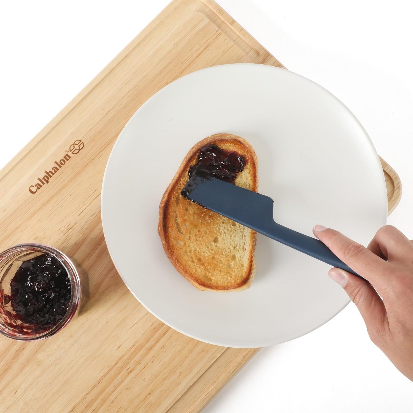 Calphalon Prime Scraper Set, 2-Piece Silicone Kitchen Scraper Set, Flexible Baking & Cooking Scrapers, Heat-Resistant Nonstick-Safe Tools with Ergonomic Handles, Navy