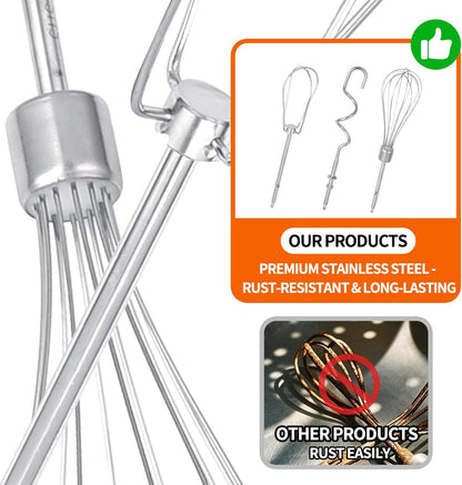 5 Pack Hand Mixer Replacement Beaters Compatible with BLACK and DECKER Electric Hand Held Mixer, Include 2 Mixer beaters, 2 Dough Hooks, 1 Whisk, Beaters Electric Mixer Parts Accessories