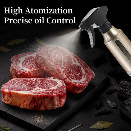 Oil Sprayer for Cooking,Stainless Steel Olive Oil Mister for Air Fryer Black Nozzel Dispenser Bottles Fat Reduction Glass Oil Control Spray Pot 6.35oz(180ml) Capacity