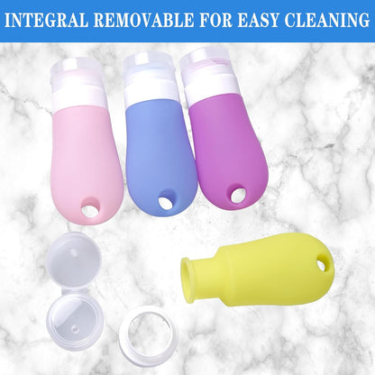 4-Pack Squeeze Salad Dressing Bottles, Leak Proof Food Storage Sauce Bottles Sauce Bottles, Portable Small Salad Dressing Containers,Food-grade Silicone- 4 Colors(1.3oz and 2 oz)
