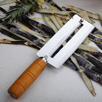 BESTonZON Pineapple Knife Peeler with Wooden Handle Stainless Steel Sugar Cane Cutter Fruit Peeling Knife for Kitchen Use 10.2 Inch